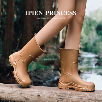 Cizme de ploaie din PVC pentru femei, impermeabile, gambă joasă, pull-on, funcțional outdoor