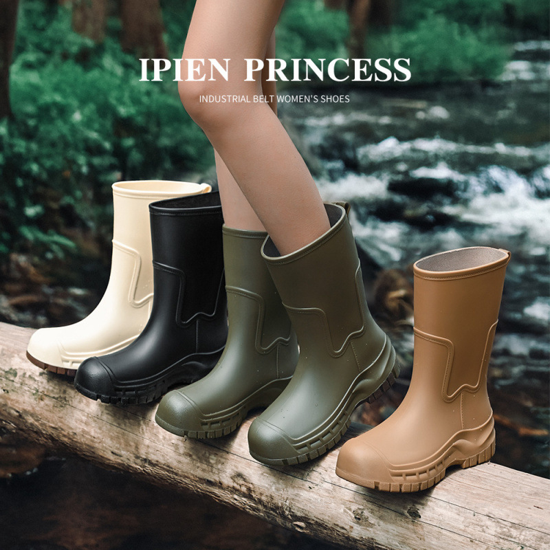 Cizme de ploaie din PVC pentru femei, impermeabile, gambă joasă, pull-on, funcțional outdoor