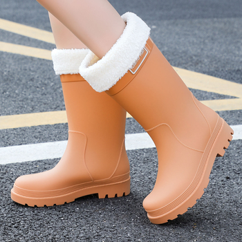 Cizme de ploaie pentru femei, până la jumătatea gambelor, din PVC, impermeabile, talpă groasă, antiderapante