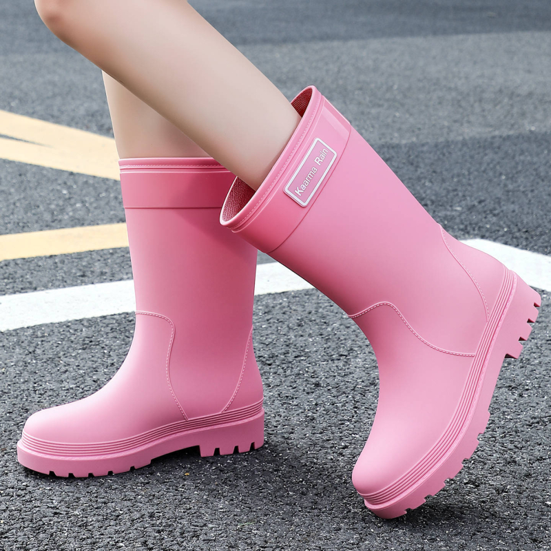 Cizme de ploaie pentru femei, până la jumătatea gambelor, din PVC, impermeabile, talpă groasă, antiderapante