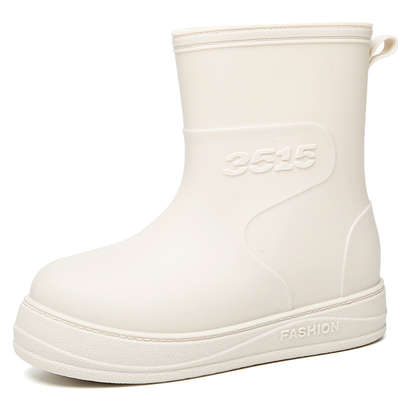 Cizme de ploaie pentru femei din PVC, talie joasă, impermeabile, antiderapante, rezistente la uzură.