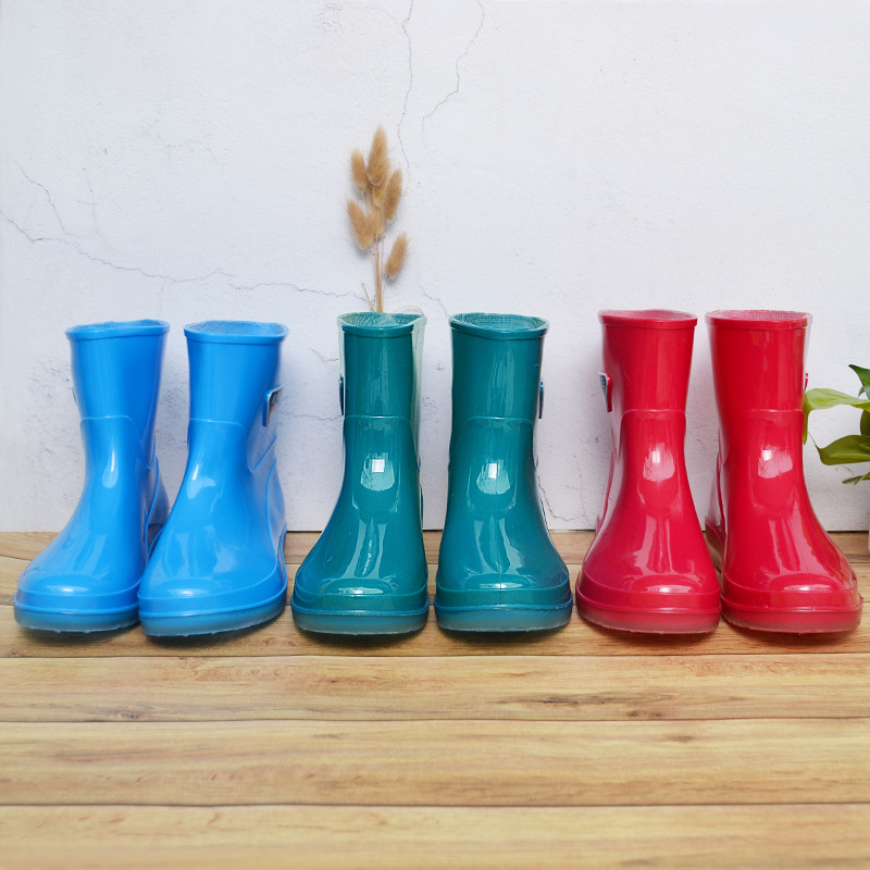 Cizme de ploaie pentru femei, până la mijlocul gambei, din PVC, toc mic 1–3 cm, impermeabile, rezistente la abraziune, pentru toate sezoanele