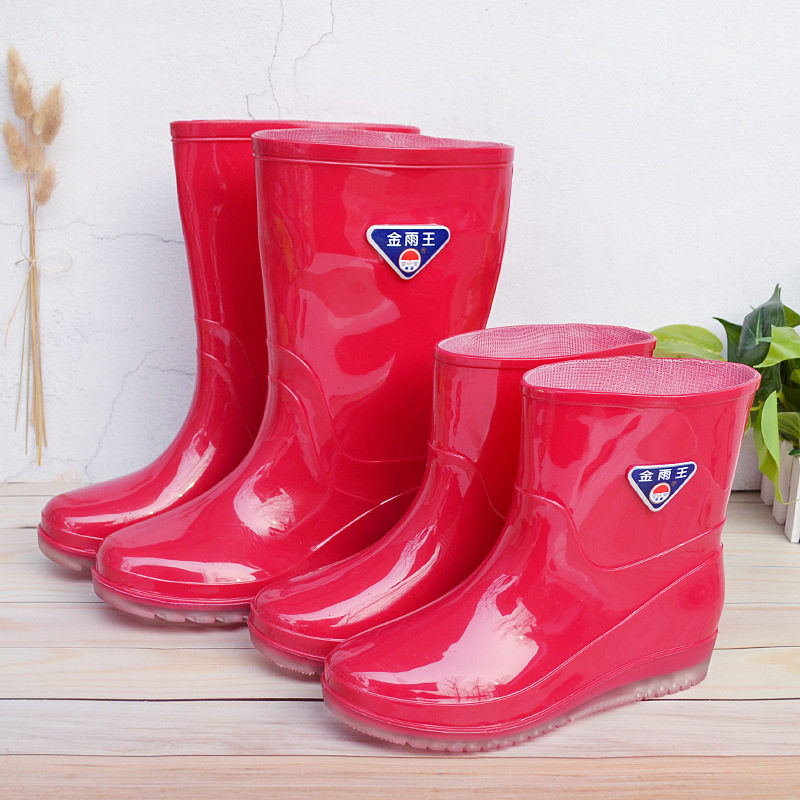 Cizme de ploaie pentru femei, până la mijlocul gambei, din PVC, toc mic 1–3 cm, impermeabile, rezistente la abraziune, pentru toate sezoanele