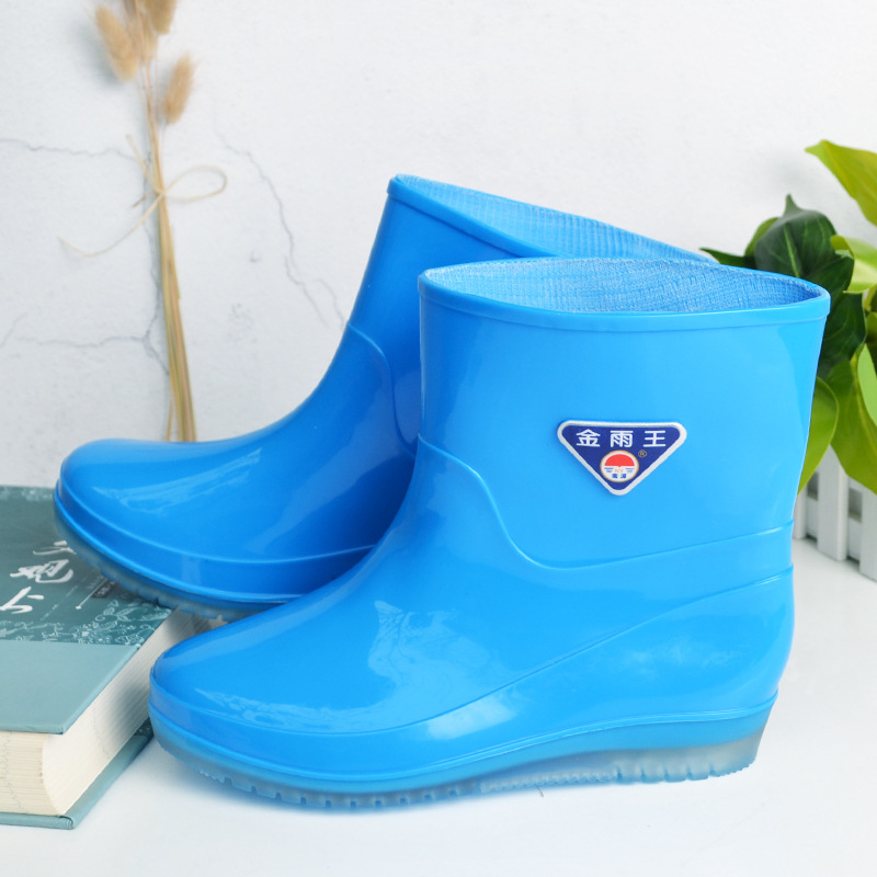 Cizme de ploaie pentru femei, până la mijlocul gambei, din PVC, toc mic 1–3 cm, impermeabile, rezistente la abraziune, pentru toate sezoanele