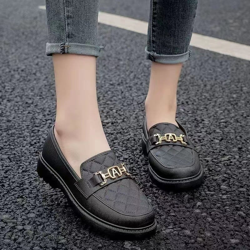 Cizme de ploaie din PVC pentru femei, model carouri, gleznă joasă, talpă antiaderentă, toc mediu 3–5 cm