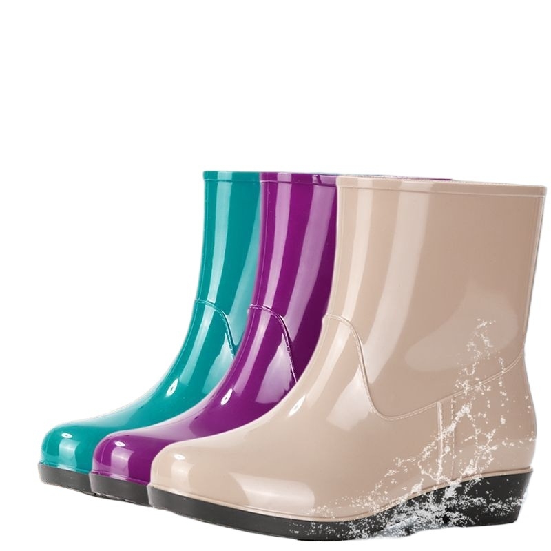 Cizme de ploaie pentru femei din PVC, până la mijlocul gambei, impermeabile, antiderapare, rezistente la uzură