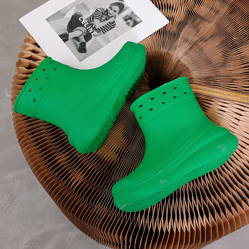 Cizme de ploaie pentru femei, partea superioară EVA, tub scurt, talpă plată, pentru adulți