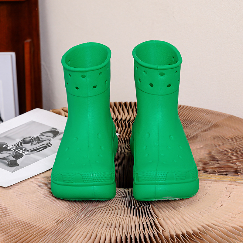 Cizme de ploaie pentru femei, partea superioară EVA, tub scurt, talpă plată, pentru adulți