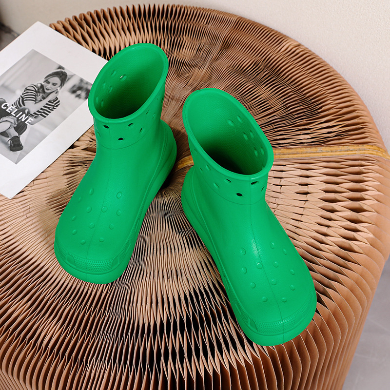 Cizme de ploaie pentru femei, partea superioară EVA, tub scurt, talpă plată, pentru adulți