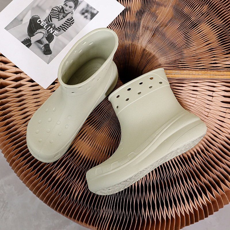 Cizme de ploaie pentru femei, partea superioară EVA, tub scurt, talpă plată, pentru adulți