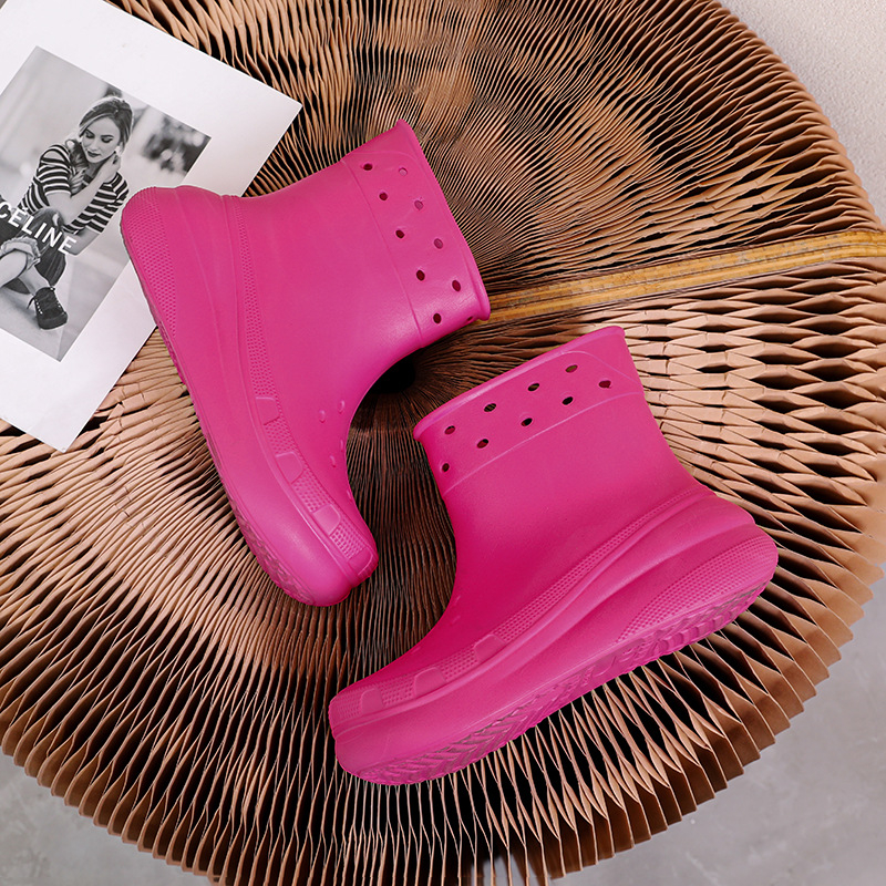 Cizme de ploaie pentru femei, partea superioară EVA, tub scurt, talpă plată, pentru adulți