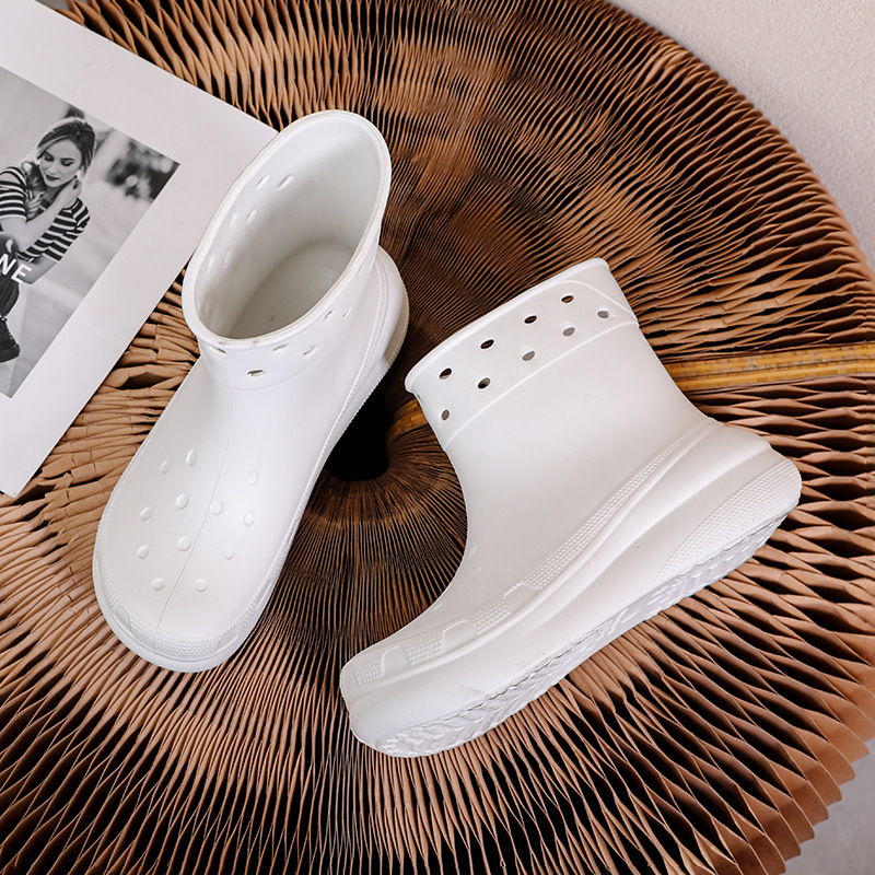 Cizme de ploaie pentru femei, partea superioară EVA, tub scurt, talpă plată, pentru adulți