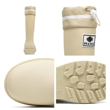 Cizme de ploaie pentru femei, înălțime medie, din PVC, călduroase și impermeabile, talpă antiderapantă, anti-țânțari