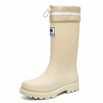 Cizme de ploaie pentru femei, înălțime medie, din PVC, călduroase și impermeabile, talpă antiderapantă, anti-țânțari