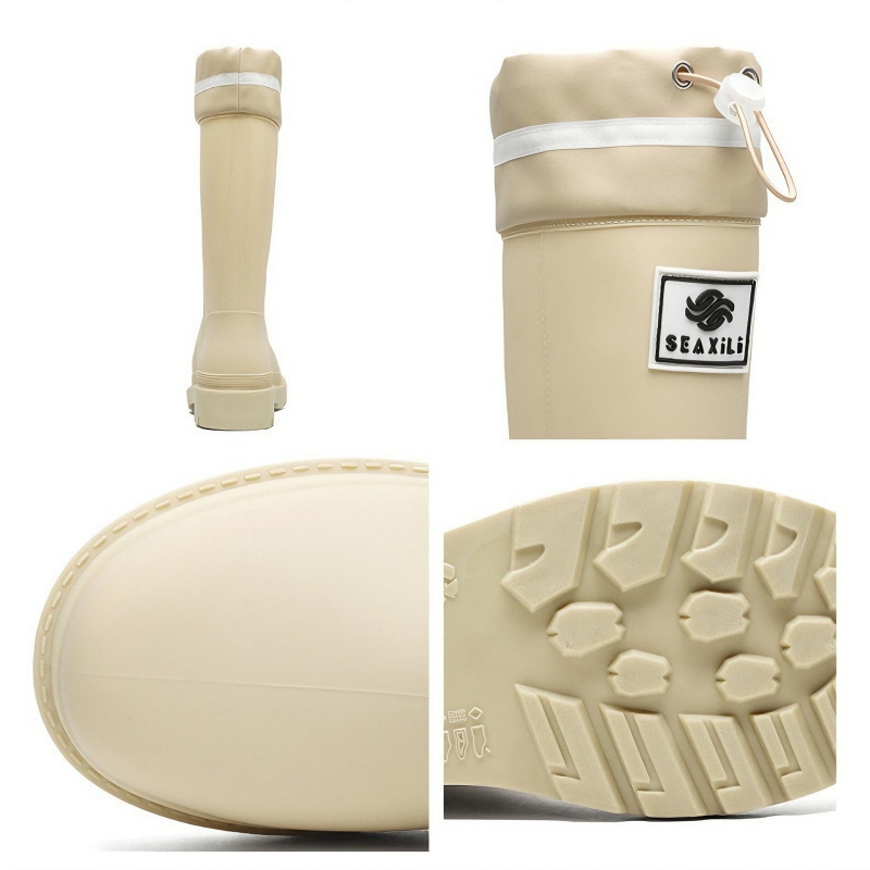 Cizme de ploaie pentru femei, înălțime medie, din PVC, călduroase și impermeabile, talpă antiderapantă, anti-țânțari