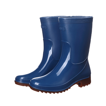 Golden Oak Cizme de ploaie din PVC pentru femei, înălțime medie, antiderapante, impermeabile, toc plat