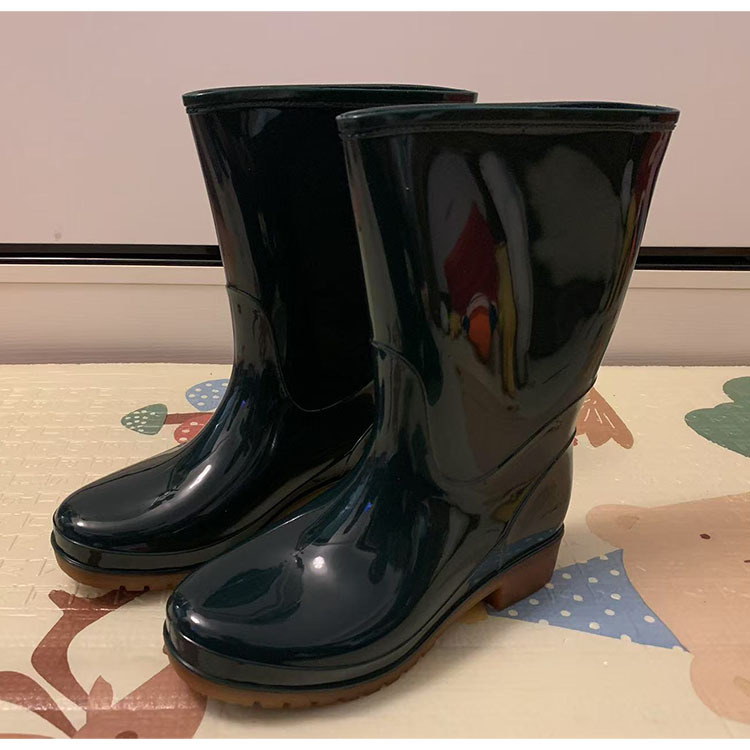 Ghete de ploaie pentru femei din PVC, impermeabile, până la mijlocul gambei, talpă din cauciuc, toc mic 1–3 cm, pentru toate anotimpurile