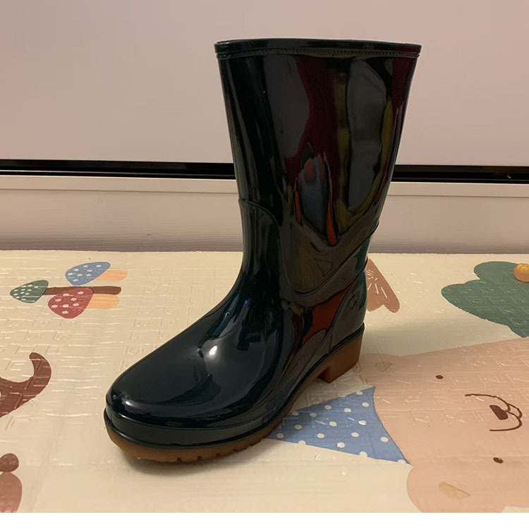 Ghete de ploaie pentru femei din PVC, impermeabile, până la mijlocul gambei, talpă din cauciuc, toc mic 1–3 cm, pentru toate anotimpurile