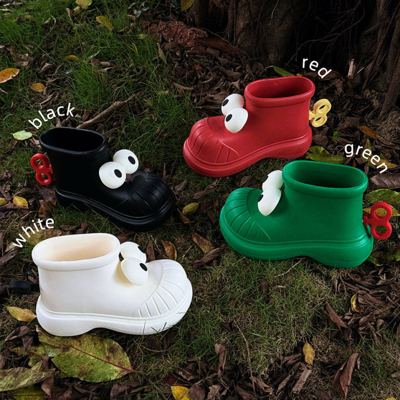 Cizme de ploaie pentru femei - vârf rotund, impermeabile pentru toate anotimpurile, partea superioară EVA, gambă scurtă, toc 3-5 cm