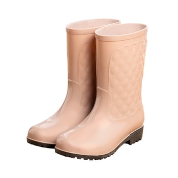 You dexuan Cizme de ploaie din PVC pentru femei - înălțime medie a gambelor, toc plat, culoare solidă, pentru toate anotimpurile