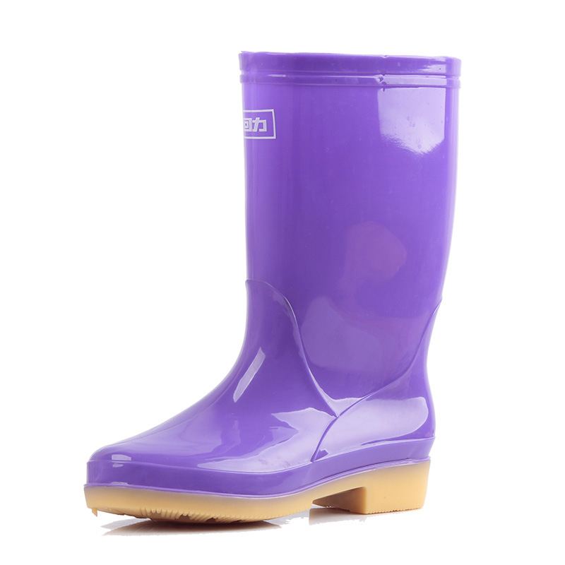 Back Force Cizme de ploaie pentru femei, impermeabile, antiderapante, partea superioară din PVC, tibie înaltă, construcție groasă