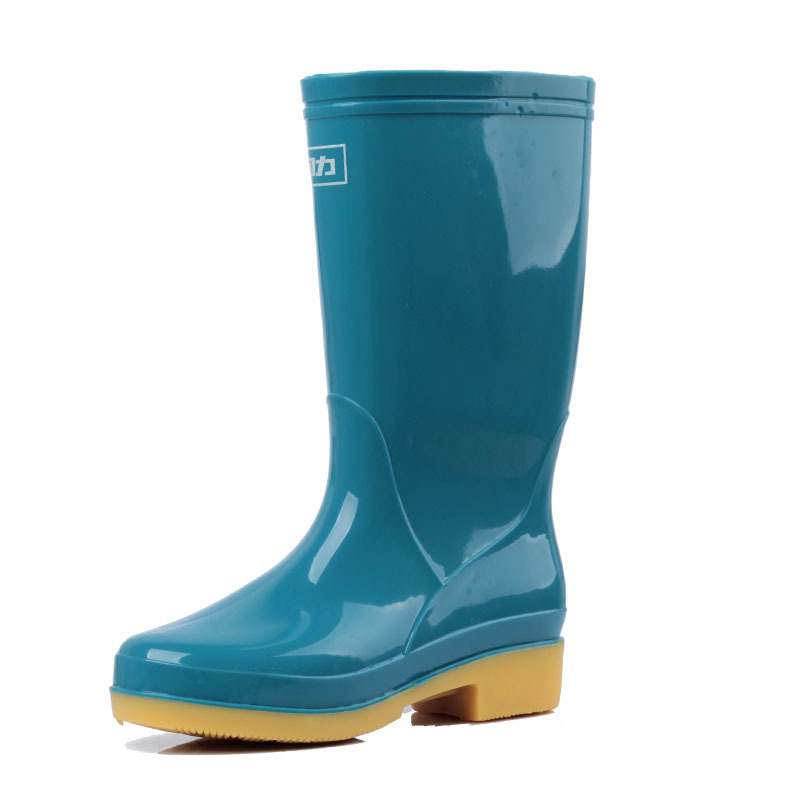 Back Force Cizme de ploaie pentru femei, impermeabile, antiderapante, partea superioară din PVC, tibie înaltă, construcție groasă