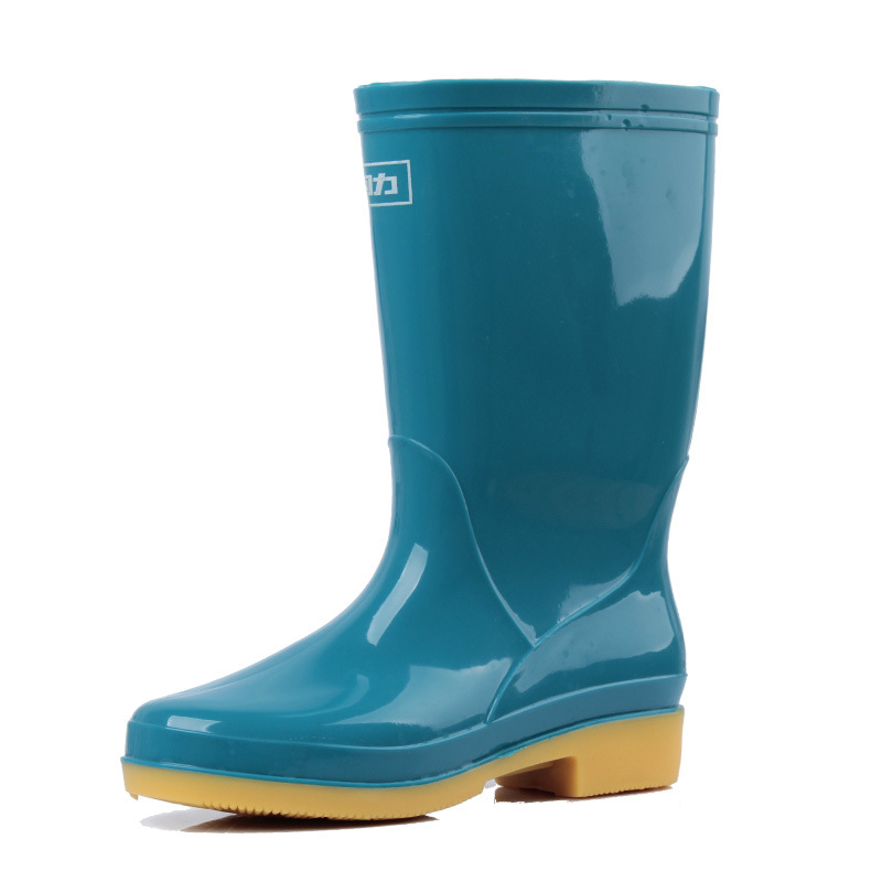 Back Force Cizme de ploaie pentru femei, impermeabile, antiderapante, partea superioară din PVC, tibie înaltă, construcție groasă
