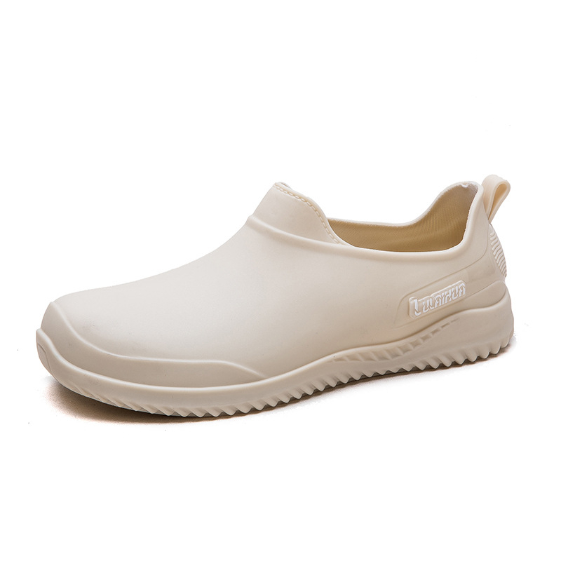 Cizme de ploaie pentru femei, PVC exterior, gambă joasă, închidere slip-on, talpă plată, potrivite pentru toate sezoanele