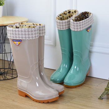 Cizme de ploaie pentru femei din PVC, impermeabile, anti-alunecare, înalte, căptușite cu bumbac, toc mic 1–3 cm, pentru toate anotimpurile