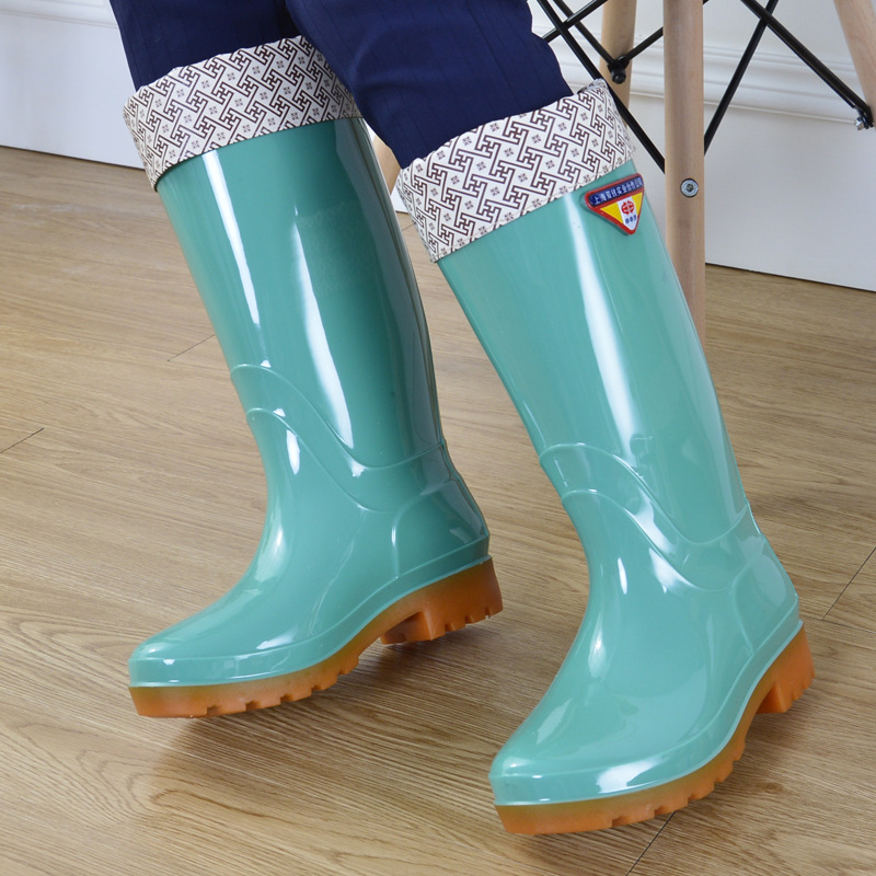 Cizme de ploaie pentru femei din PVC, impermeabile, anti-alunecare, înalte, căptușite cu bumbac, toc mic 1–3 cm, pentru toate anotimpurile