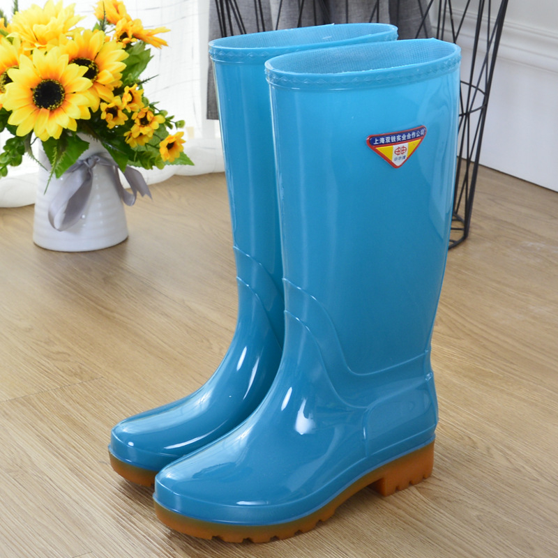 Cizme de ploaie pentru femei din PVC, impermeabile, anti-alunecare, înalte, căptușite cu bumbac, toc mic 1–3 cm, pentru toate anotimpurile
