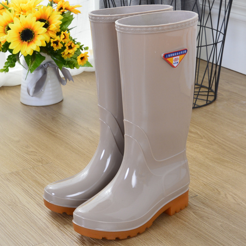 Cizme de ploaie pentru femei din PVC, impermeabile, anti-alunecare, înalte, căptușite cu bumbac, toc mic 1–3 cm, pentru toate anotimpurile