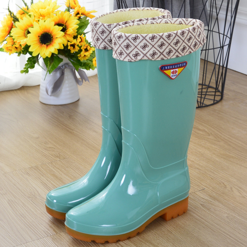 Cizme de ploaie pentru femei din PVC, impermeabile, anti-alunecare, înalte, căptușite cu bumbac, toc mic 1–3 cm, pentru toate anotimpurile