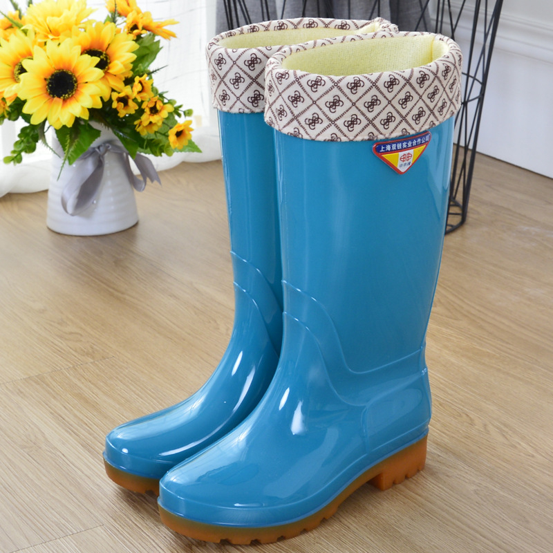 Cizme de ploaie pentru femei din PVC, impermeabile, anti-alunecare, înalte, căptușite cu bumbac, toc mic 1–3 cm, pentru toate anotimpurile