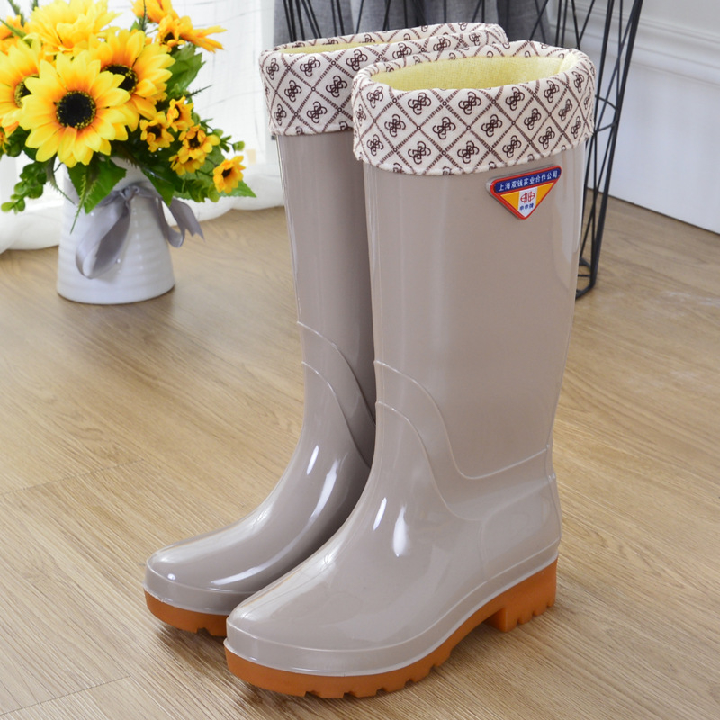 Cizme de ploaie pentru femei din PVC, impermeabile, anti-alunecare, înalte, căptușite cu bumbac, toc mic 1–3 cm, pentru toate anotimpurile