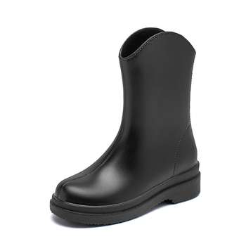Ghete de ploaie pentru femei Agsdon/Augushiden - partea superioară din PVC, înălțime medie a tibelor, toc mic 1–3 cm