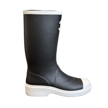 Дамски гумени ботуши за дъжд до средата на подбедрицата, двутони дизайн, гумен горен материал, с дебела подметка, елегантен градски стил