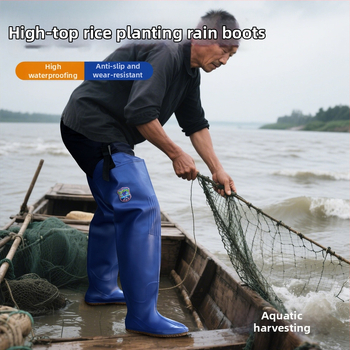 Ghete de ploaie unisex, până la genunchi, din PVC, pentru agricultură, impermeabile, talpă plată, model uniform, utilizare în exterior