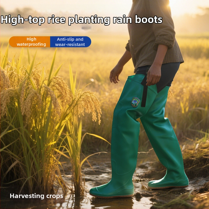 Ghete de ploaie unisex, până la genunchi, din PVC, pentru agricultură, impermeabile, talpă plată, model uniform, utilizare în exterior