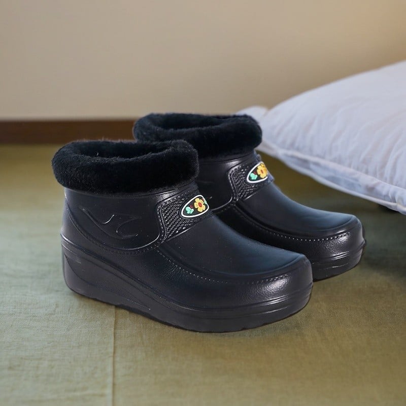 Ghete impermeabile de iarnă pentru bărbați, căptușite cu fleece, partea superioară EVA, gât scurt, toc de 3–5 cm