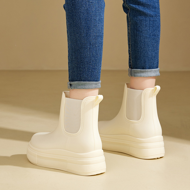 Ženske PVC Chelsea čizme za kišu, niska do srednje visine potkoljenice, vodonepropusne, protuklizne, debeli potplat, slip-on