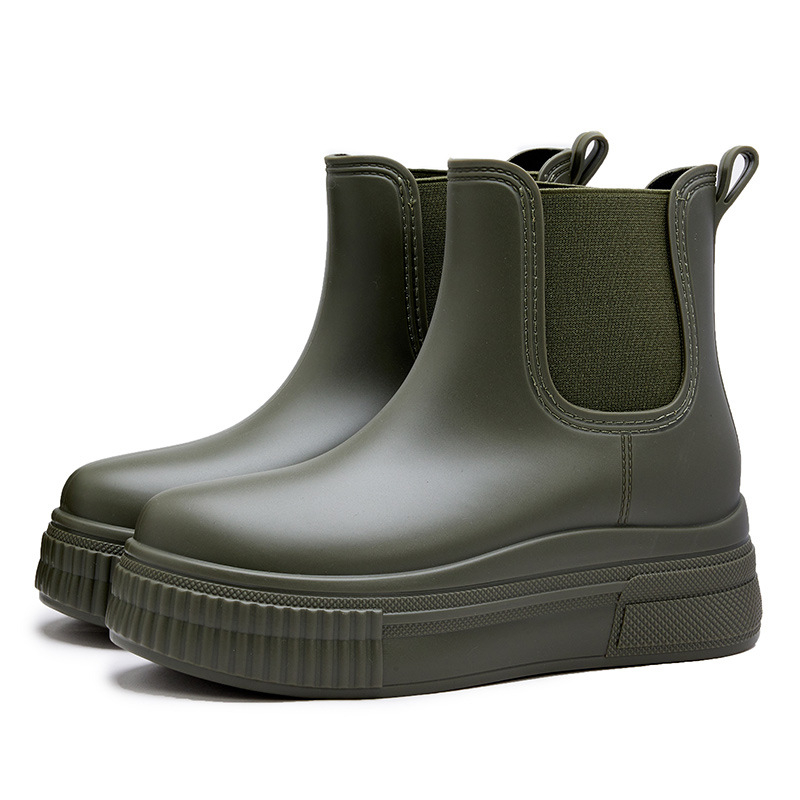 Ženske PVC Chelsea čizme za kišu, niska do srednje visine potkoljenice, vodonepropusne, protuklizne, debeli potplat, slip-on