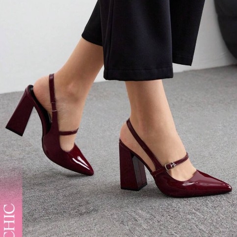 Sandale Mary Jane pentru femei, vârf pătrat, toc gros, fără spate (Mary Jane • vârf pătrat • toc gros • fără spate)