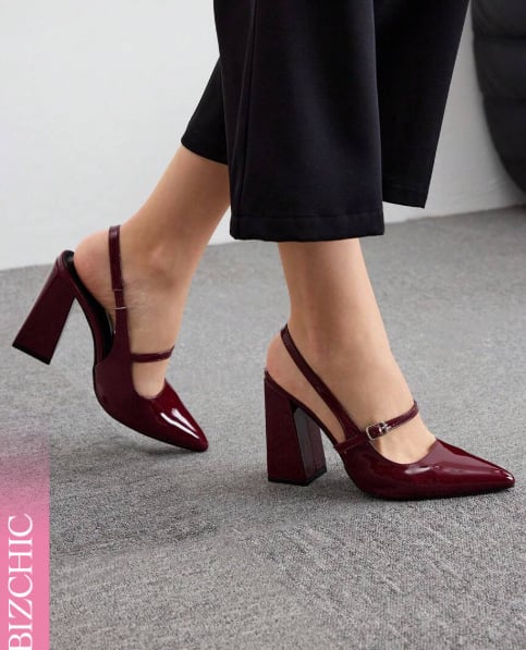 Sandale Mary Jane pentru femei, vârf pătrat, toc gros, fără spate (Mary Jane • vârf pătrat • toc gros • fără spate)