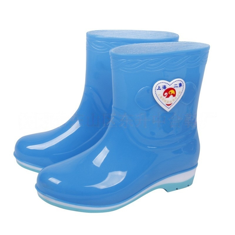 Cizme de ploaie din PVC pentru femei, gambă joasă, toc mic 1–3 cm, patru sezoane, 2025