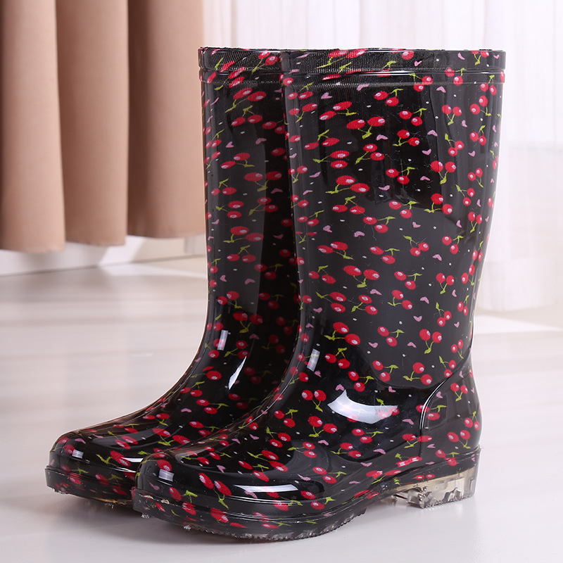Ženske vodootporne čizme za kišu, do sredine lista, PVC gornji dio, slip-on, niski potpetica 1–3 cm, dizajn usklađenih boja