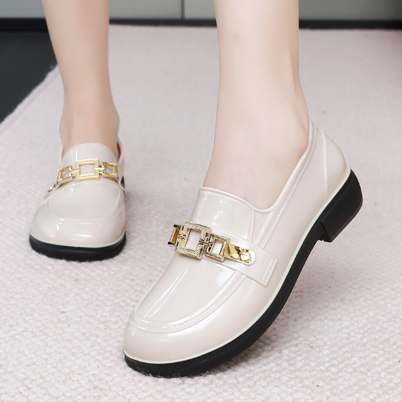 Ghete de ploaie pentru femei din PVC, talie joasă, culoare solidă, antiderapante, impermeabile