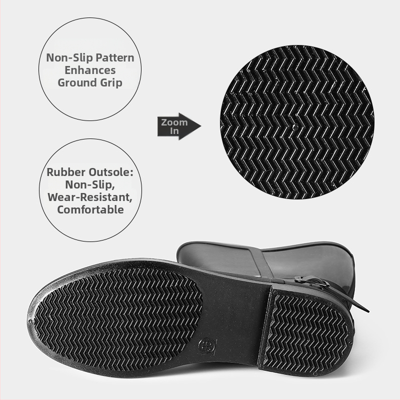 Ženske kišne čizme do koljena od PVC-a, vodootporne, s kopčom za zatvaranje, niski pet 1–3 cm