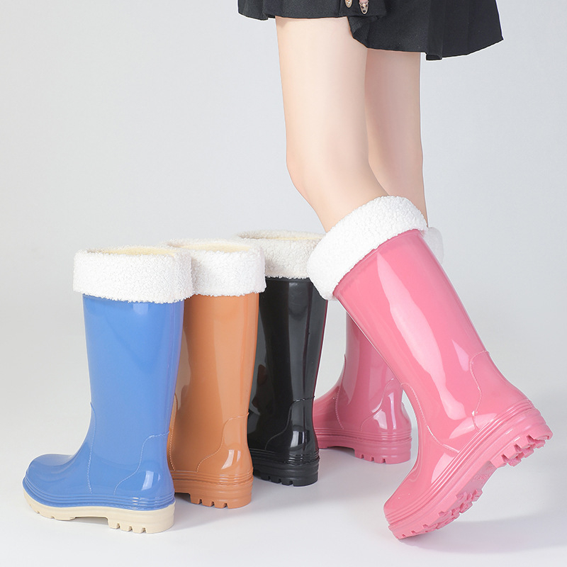 Ženske čizme za kišu, visok gornji dio, PVC gornja strana, niski potplat 1–3 cm, jednobojne, za sve sezone
