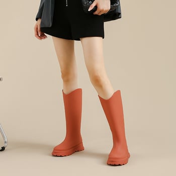 Ženske kišne čizme u japanskom stilu, iznad koljena, vodootporne, protivklizne, gornji dio od PVC-a, niski pet 1–3 cm